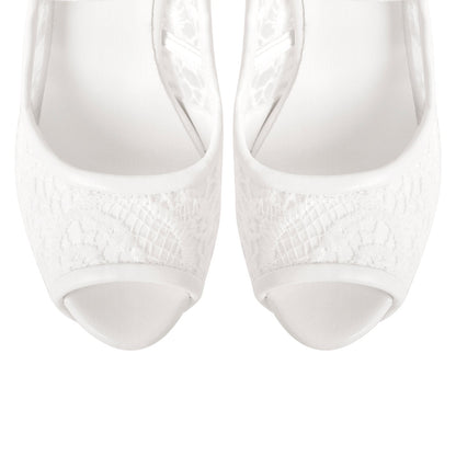 Peep Toe Platform Criss Cross Strap Mesh High Heels | Onlymaker Exclusive