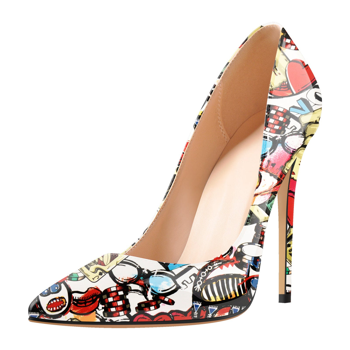 Pointed Toe Slip On Printed High Heels | Onlymaker New
