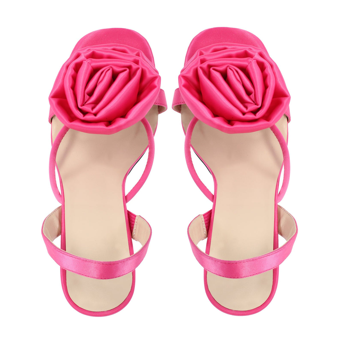 Round Toe Stiletto Slingback Flower Sandals | Onlymaker Premium