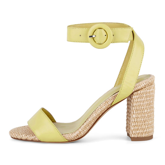 Straw Ankle Strap Chunky Heel Sandals | Onlymaker Hot Sale