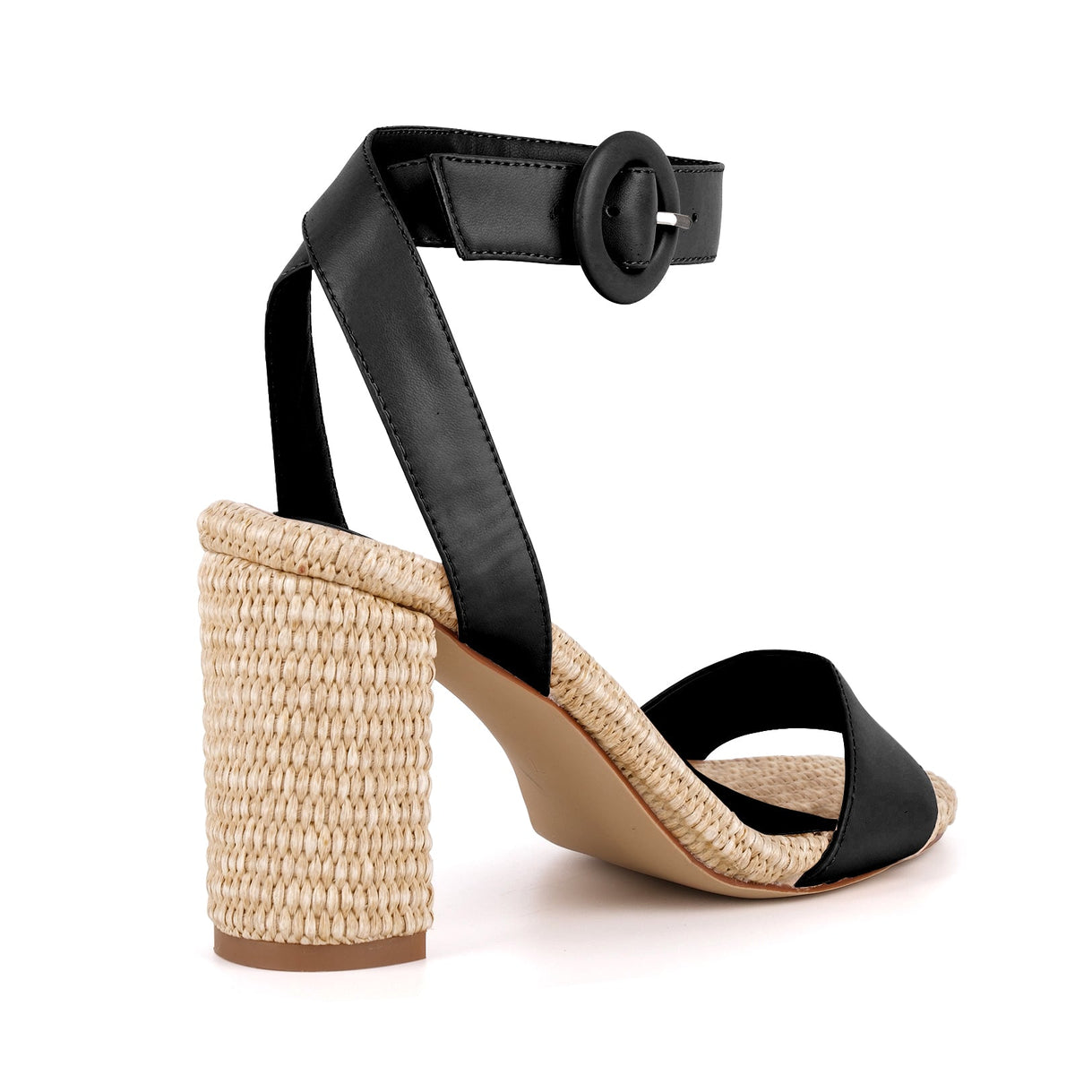 Straw Ankle Strap Chunky Heel Sandals | Onlymaker Hot Sale