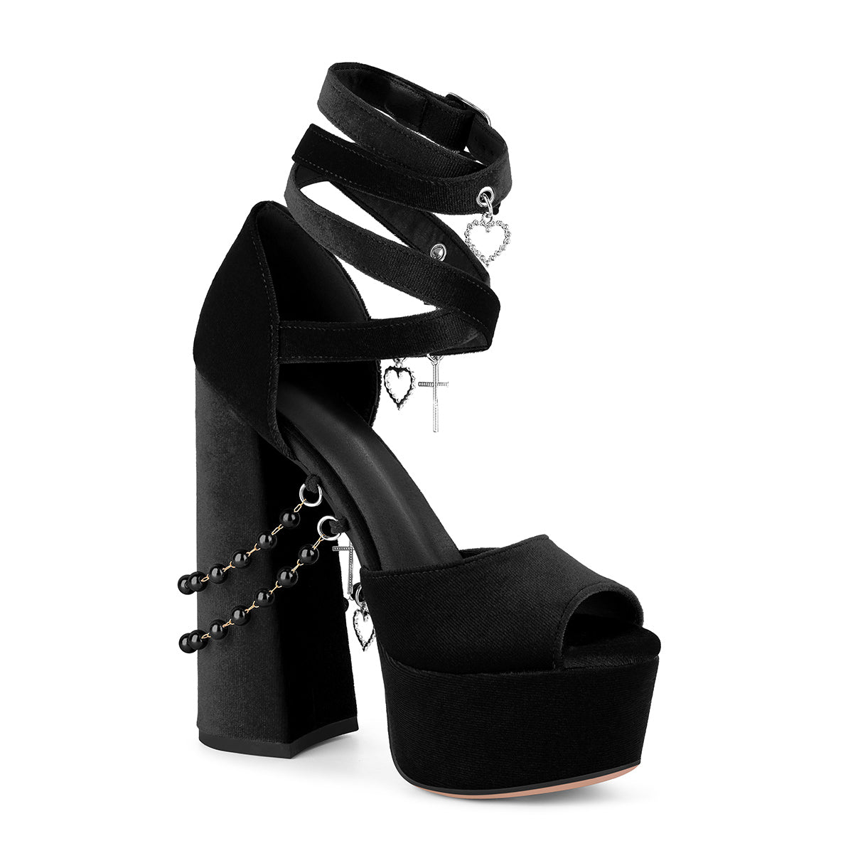 Pendant Platform Wrap Buckle Strap Velvet Sandals | Onlymaker Latest