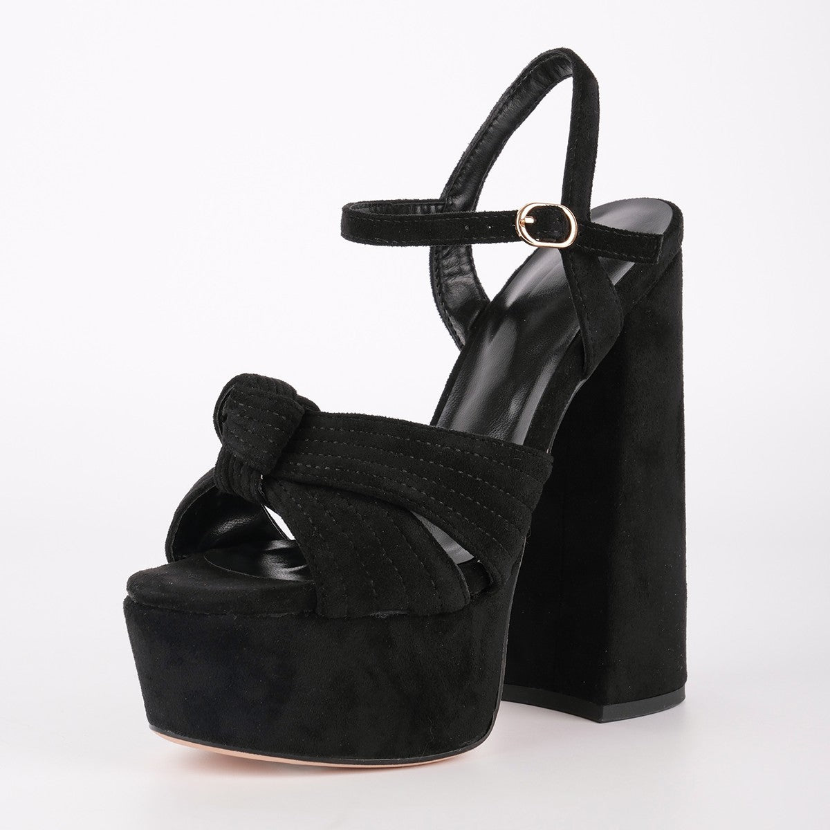 Suede Platform Buckle Strap Chunky Sandals | Onlymaker Exclusive