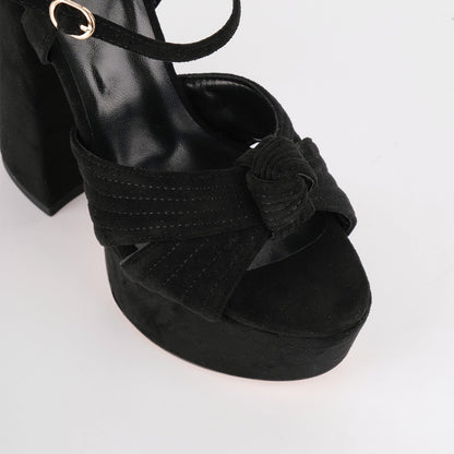 Suede Platform Buckle Strap Chunky Sandals | Onlymaker Exclusive