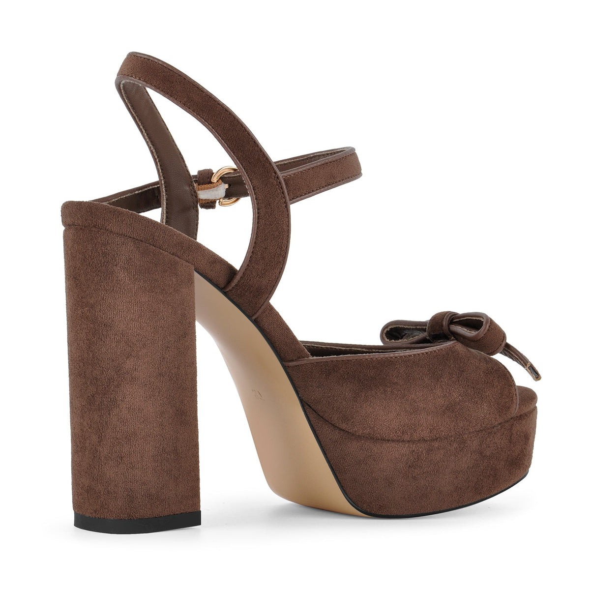 Suede Platform Bow Buckle Strap Sandals | Onlymaker Essential