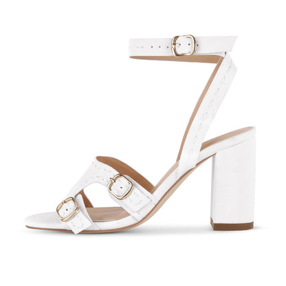 Round Toe Buckle Ankle Strap Chunky Sandals | Onlymaker Value