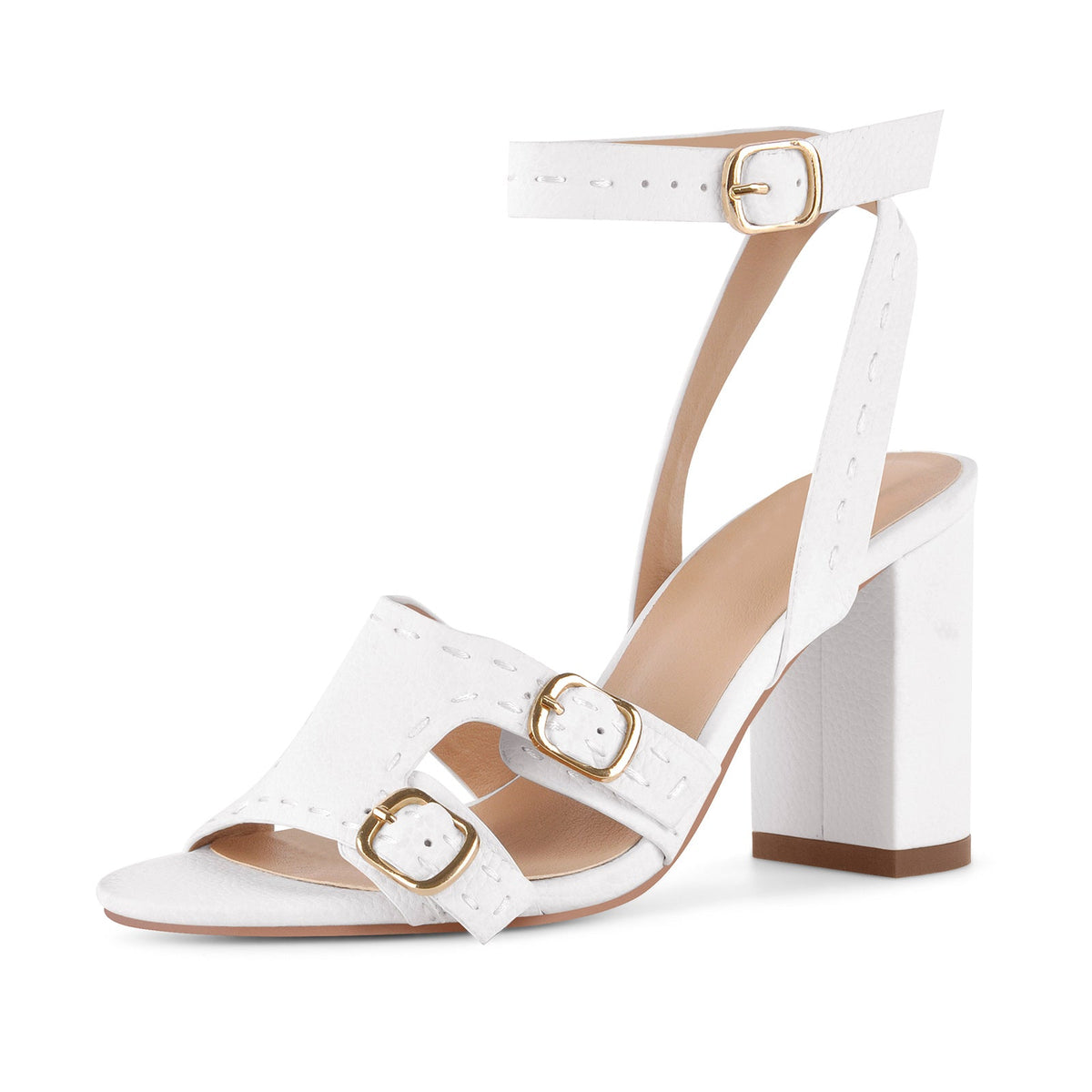 Round Toe Buckle Ankle Strap Chunky Sandals | Onlymaker Value