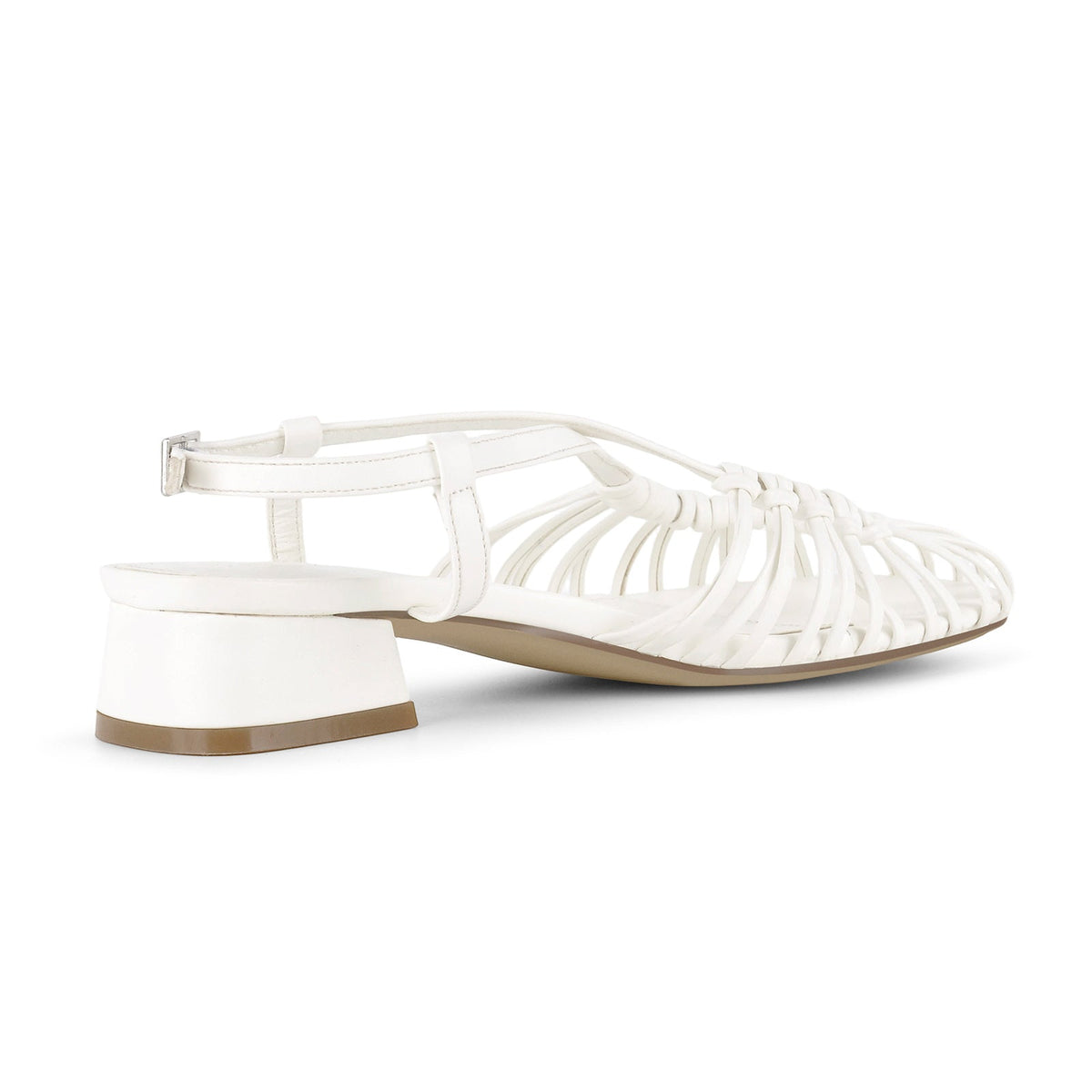 Square Toe Woven Cage Slingback Low Heel Sandals | Onlymaker Hot Sale