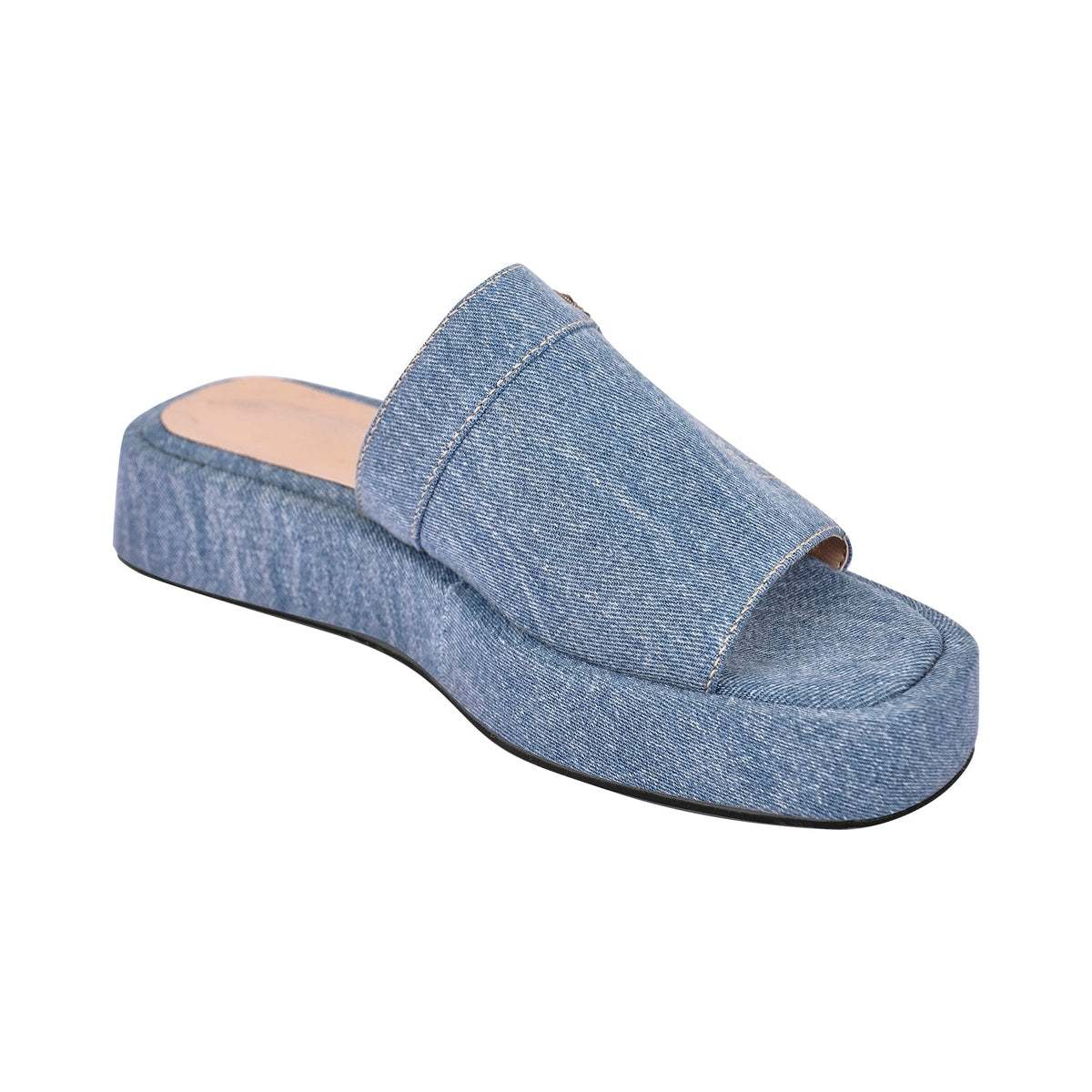Denim Platform Square Toe Flats Slippers | Onlymaker Everyday