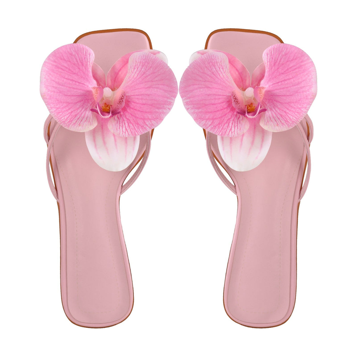 Flower Square Toe Sandals Flats | Onlymaker Everyday