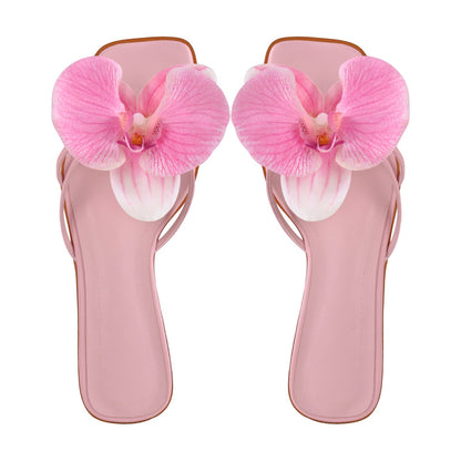 Flower Square Toe Sandals Flats | Onlymaker Everyday
