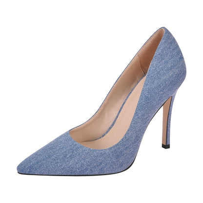 Denim Pointed Toe Stilettos Pumps | Onlymaker Best Price