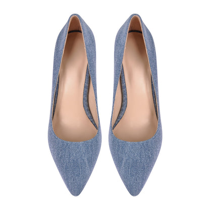 Denim Pointed Toe Stilettos Pumps | Onlymaker Best Price