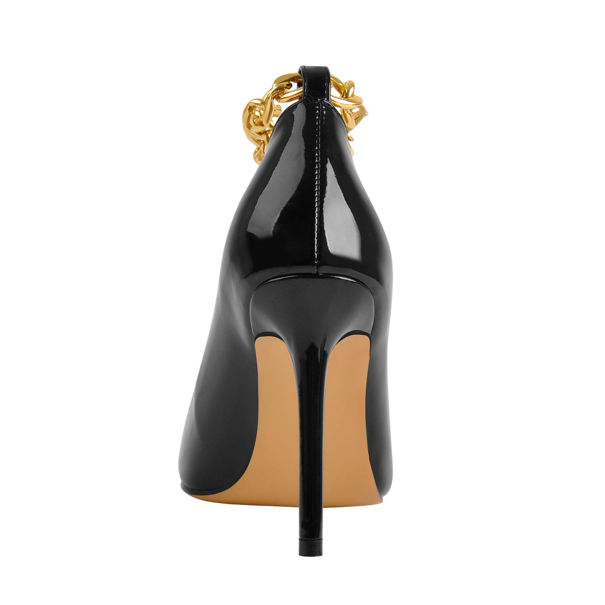 Patent Leather Ankle Chains Pointed Toe Pumps | Onlymaker Special Offer