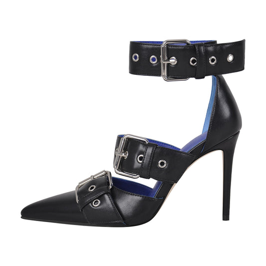 Pointed Toe Ankle Buckle Strap High Heels Pumps | Onlymaker Hot Sale