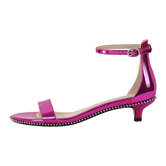 Round Toe Rivet Ankle Strap Sandals | Onlymaker Latest