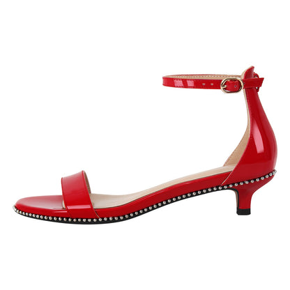 Round Toe Rivet Ankle Strap Sandals | Onlymaker Latest