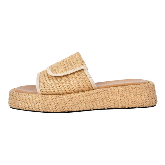 Straw Platform Square Toe Flats Slippers | Onlymaker Recommended