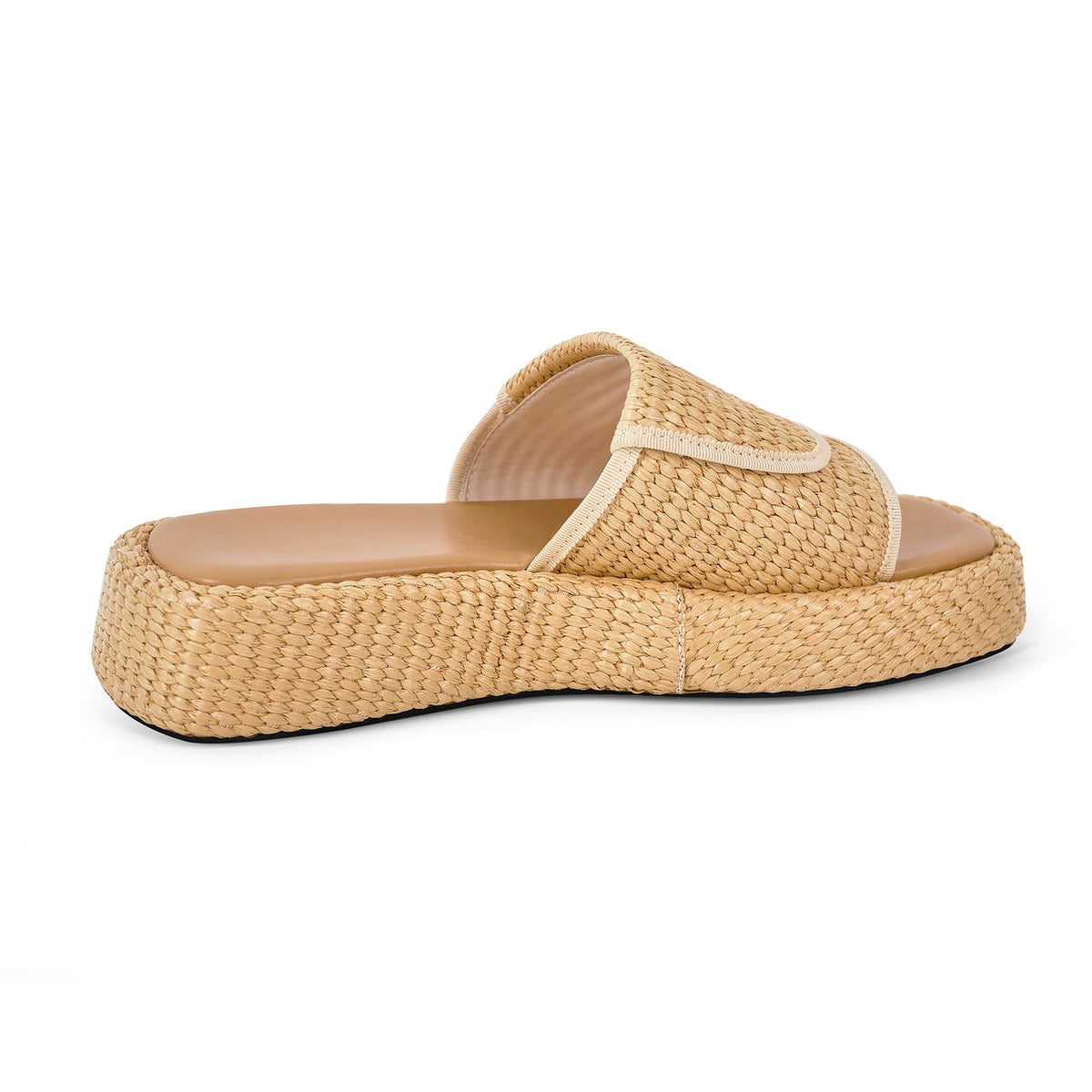 Straw Platform Square Toe Flats Slippers | Onlymaker Recommended