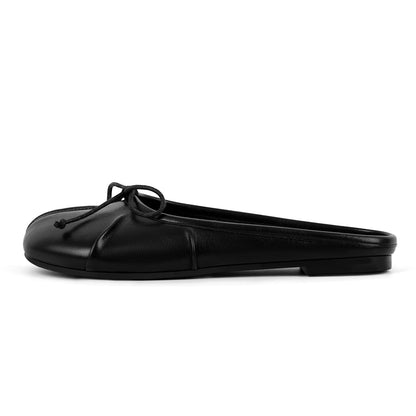 Bow Round Toe Tabi Mule Flats | Onlymaker Special Offer