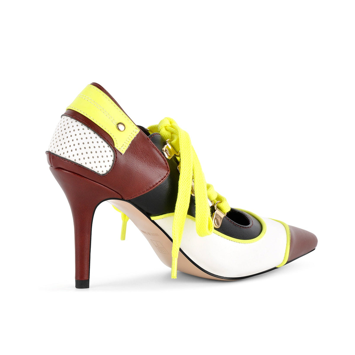 Pointed Toe Lace-up Color Block Stiletto Pumps | Onlymaker Value