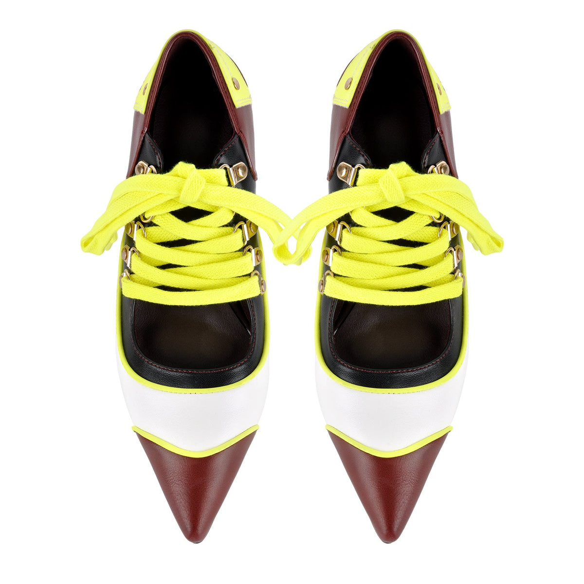 Pointed Toe Lace-up Color Block Stiletto Pumps | Onlymaker Value