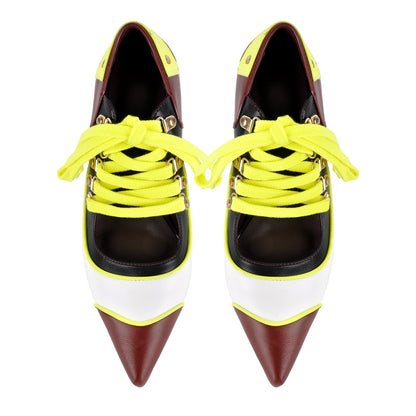 Pointed Toe Lace-up Color Block Stiletto Pumps | Onlymaker Value