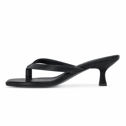 Square Toe Flip-Flop Kitten Heel Sandals | Onlymaker Exclusive