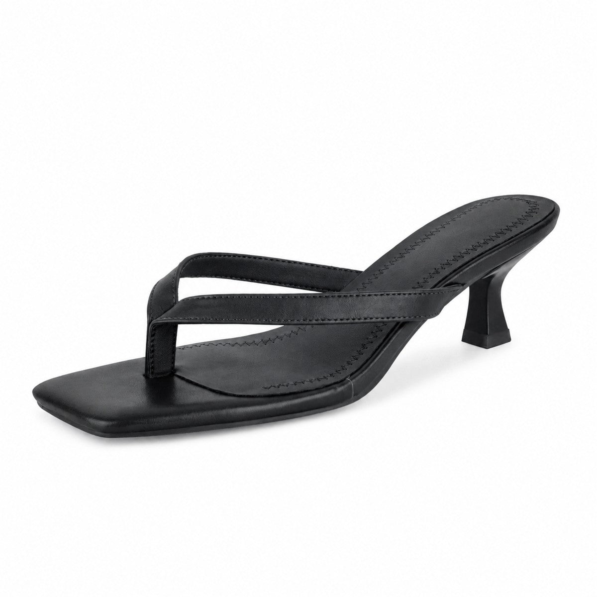 Square Toe Flip-Flop Kitten Heel Sandals | Onlymaker Exclusive