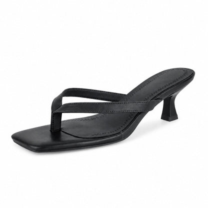 Square Toe Flip-Flop Kitten Heel Sandals | Onlymaker Exclusive