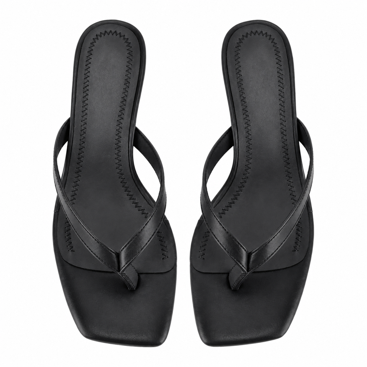 Square Toe Flip-Flop Kitten Heel Sandals | Onlymaker Exclusive