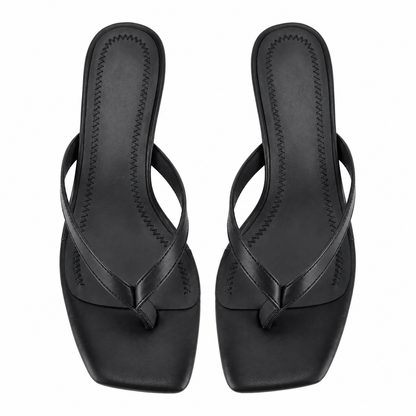 Square Toe Flip-Flop Kitten Heel Sandals | Onlymaker Exclusive