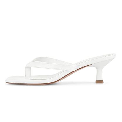 Square Toe Flip-Flop Kitten Heel Sandals | Onlymaker Exclusive