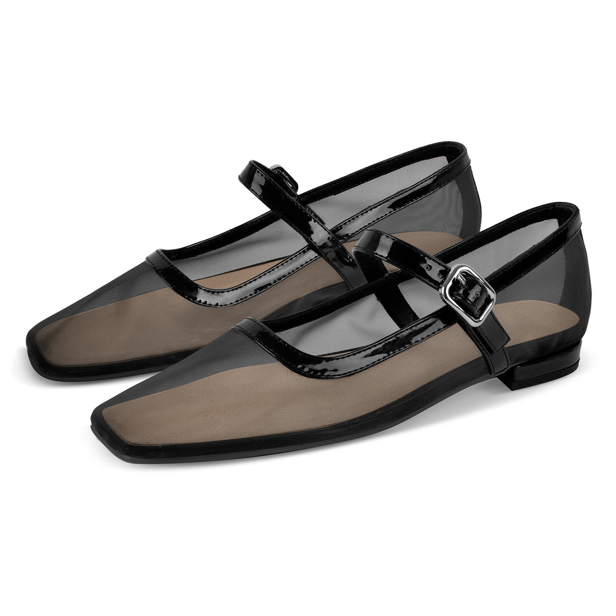 Mesh Square Toe Mary Jane Ballet Flats | Onlymaker Everyday