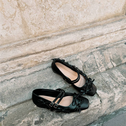 Bow Square Toe Mary Jane Ballet Flats | Onlymaker Trusted