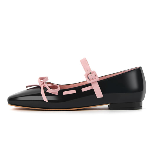 Bow Square Toe Mary Jane Ballet Flats | Onlymaker Special Offer