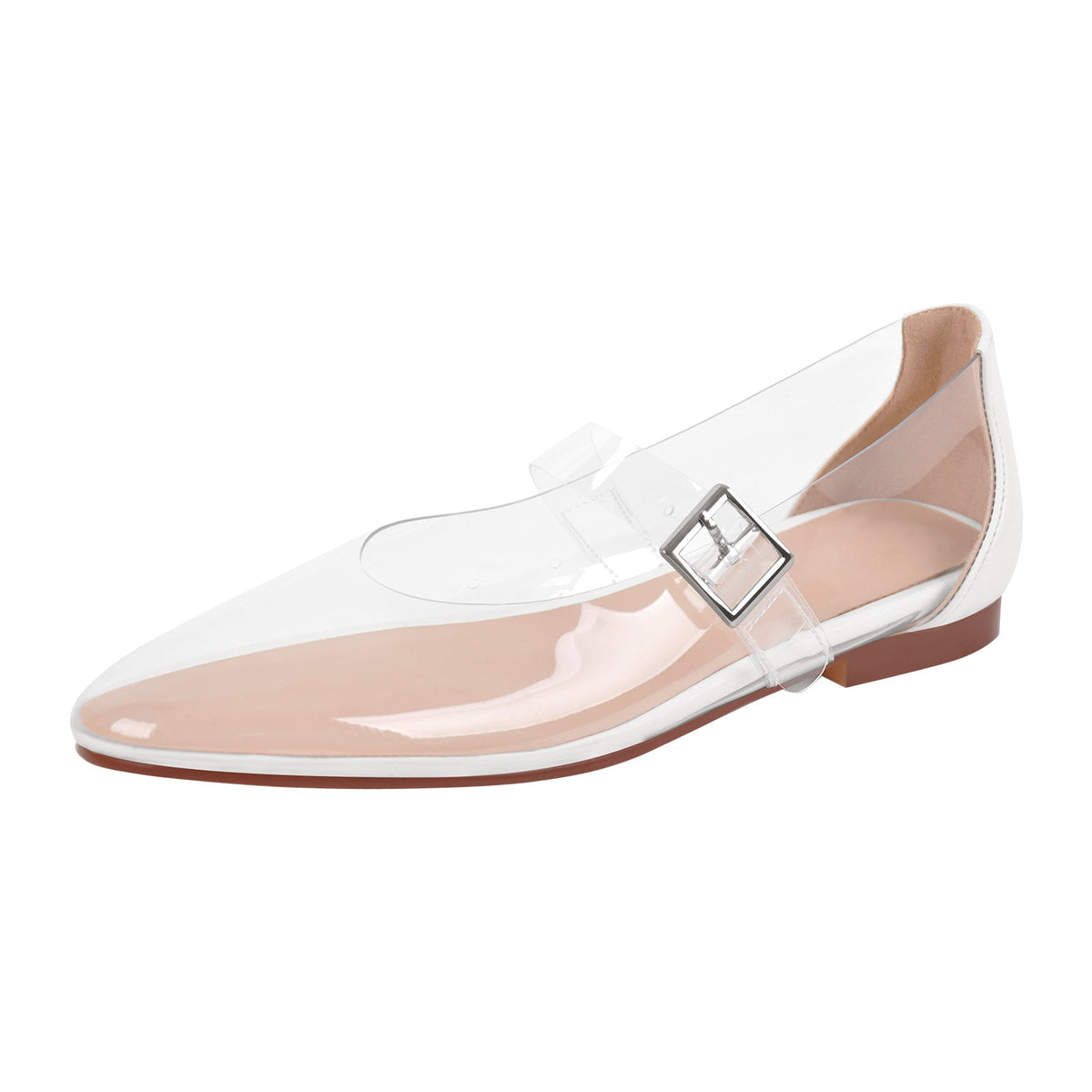 Clear Round Toe Buckle Flats | Onlymaker Exclusive