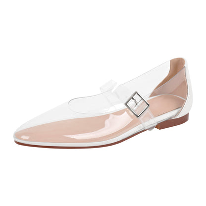 Clear Round Toe Buckle Flats | Onlymaker Exclusive