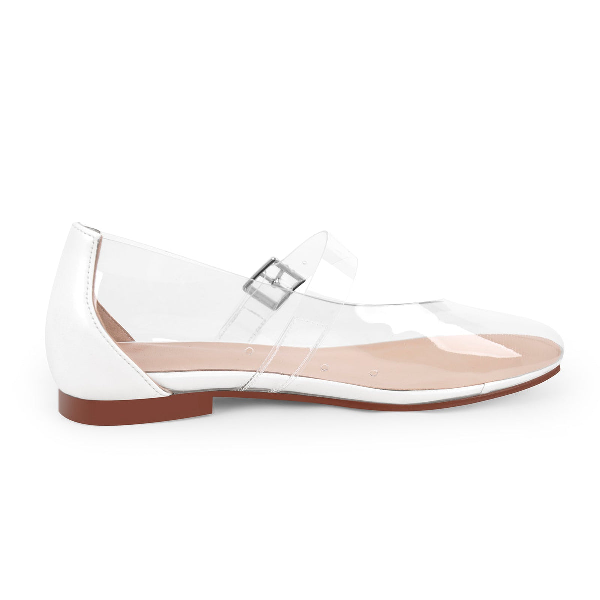Clear Round Toe Buckle Flats | Onlymaker Exclusive